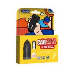 Yookie fast Car Charger PC1 12W 2output With Type C cable Black